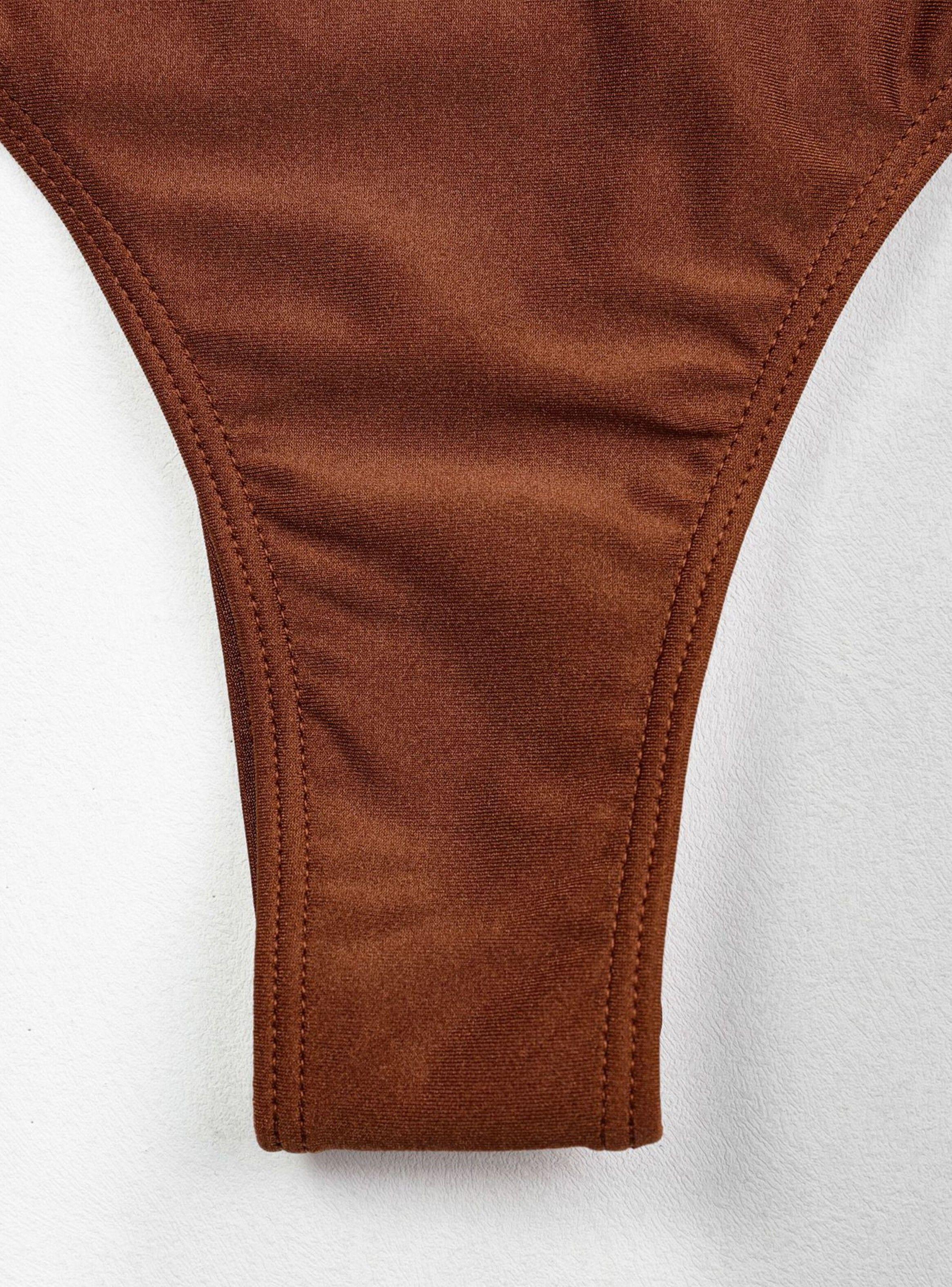 Traje de Baño una Pieza Asimetrico Benagil Marron-4