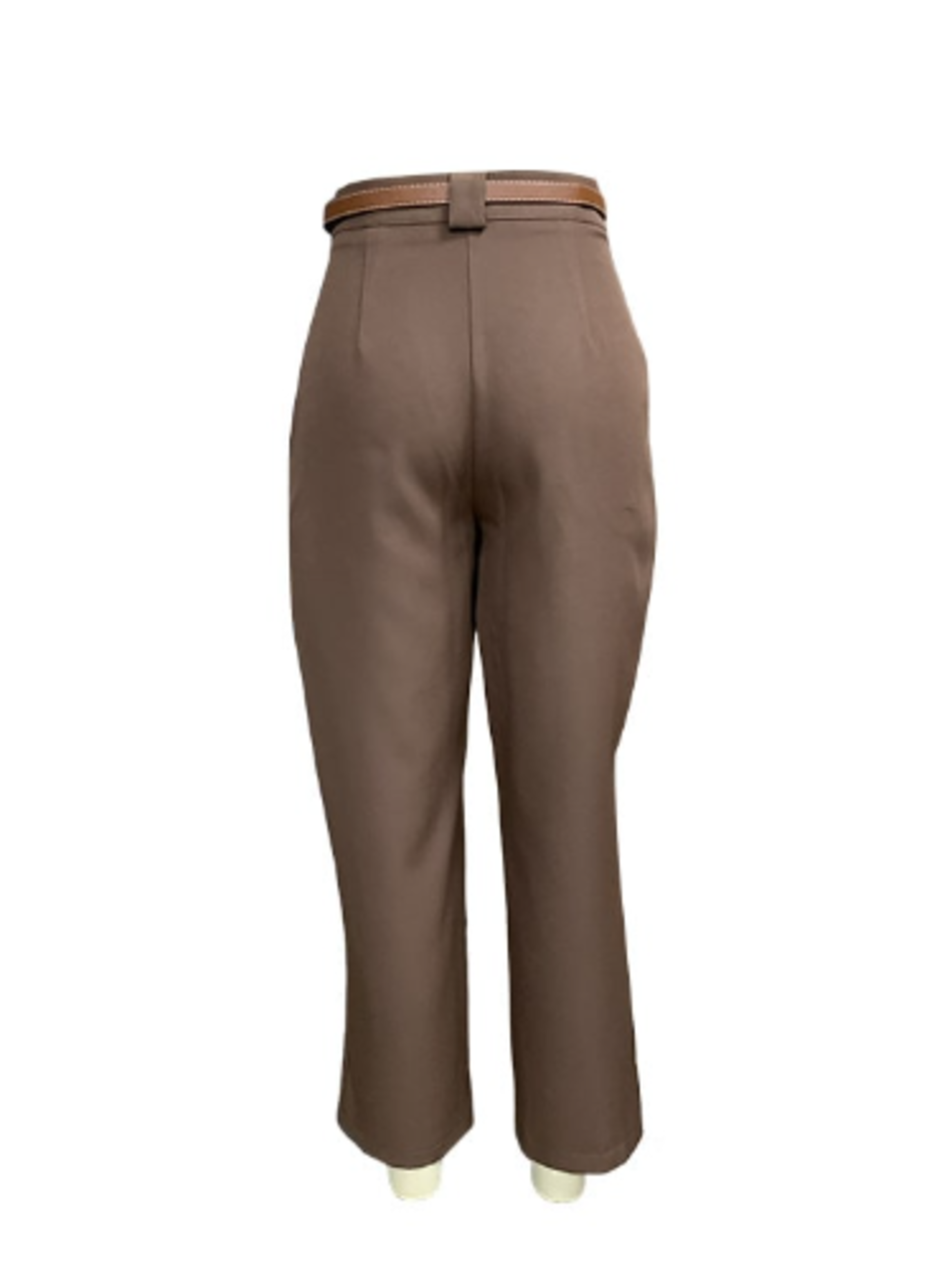 Pantalon Zara Ancho Mujer Cinturón Beige-3