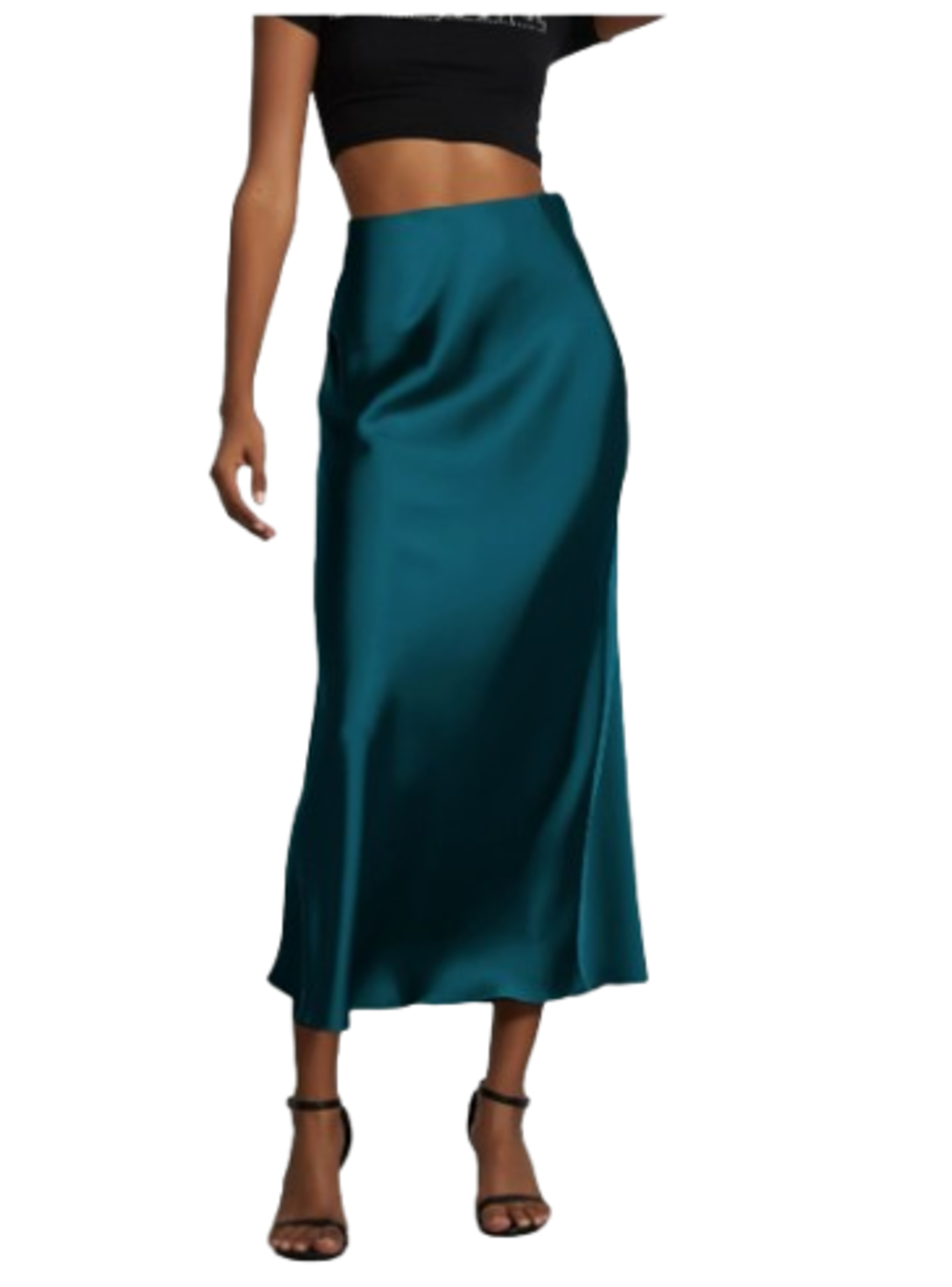 Falda Larga Satinada Zoe Negra-1