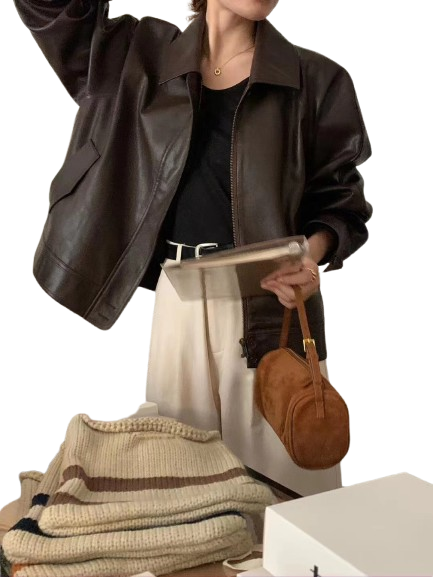 Chaqueta Franchesca Cuerina Marron -2