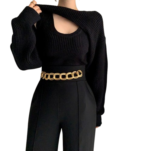 Sweater Dos Piezas Casual  Negro-2