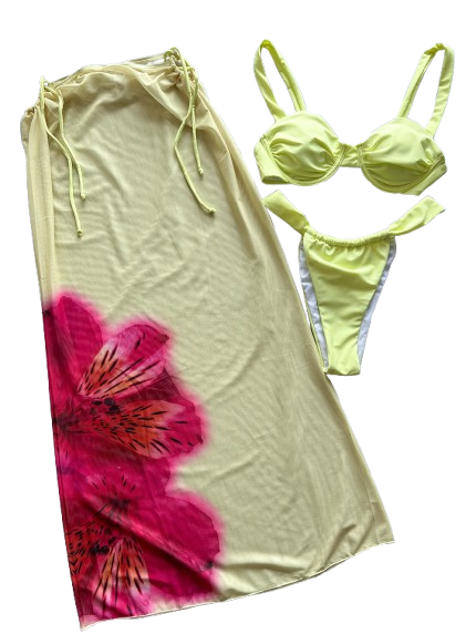 Traje de Baño de Tres Piezas Whitsunday Amarillo-2