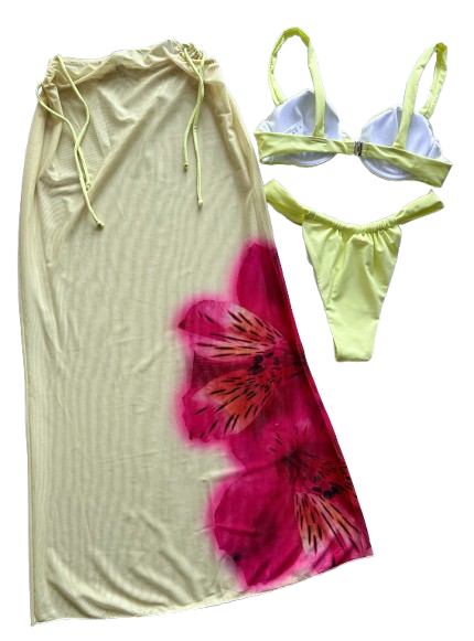 Traje de Baño de Tres Piezas Whitsunday Amarillo-3