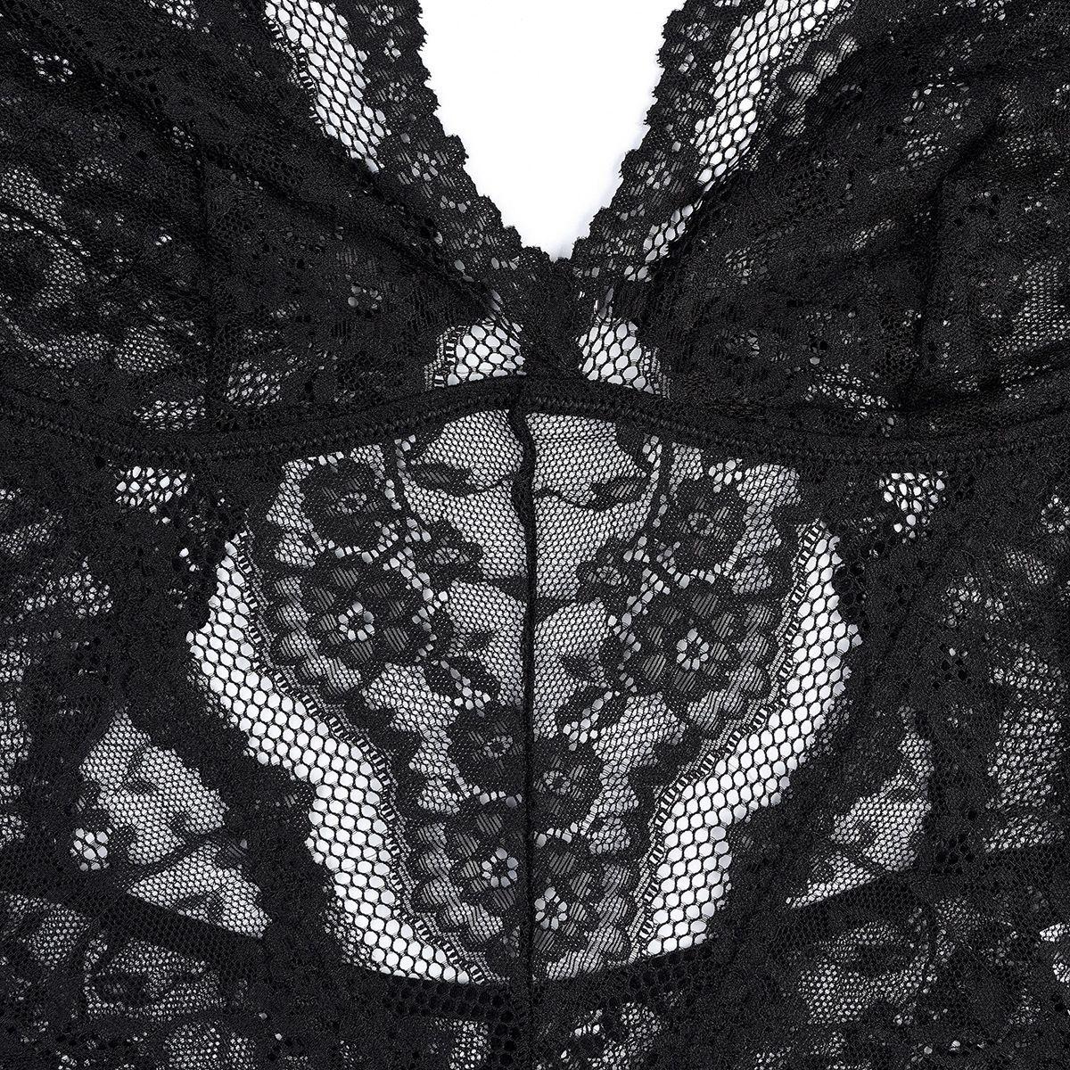 Body Enterito Escote Profundo Negro Temptation-4