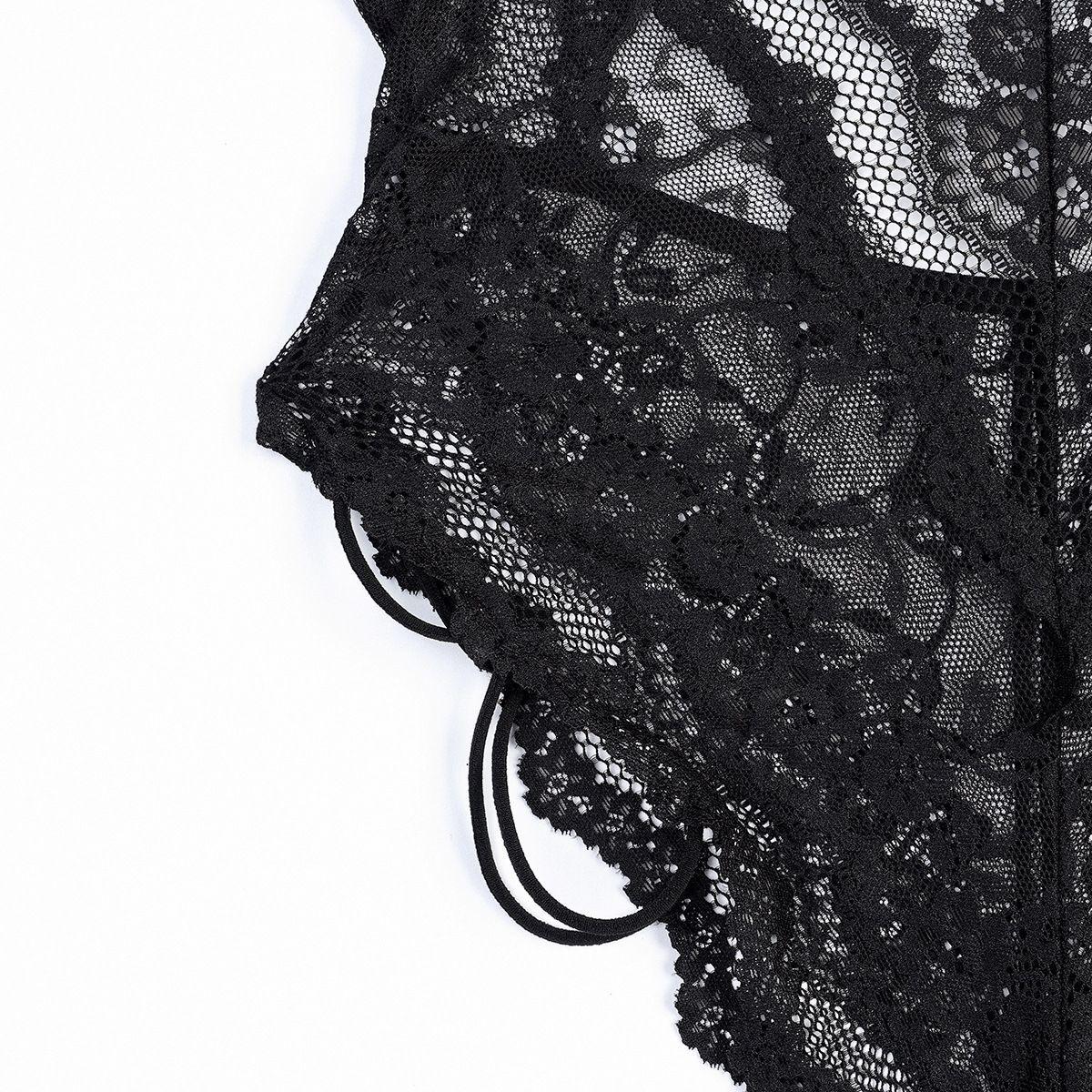 Body Enterito Escote Profundo Negro Temptation-5