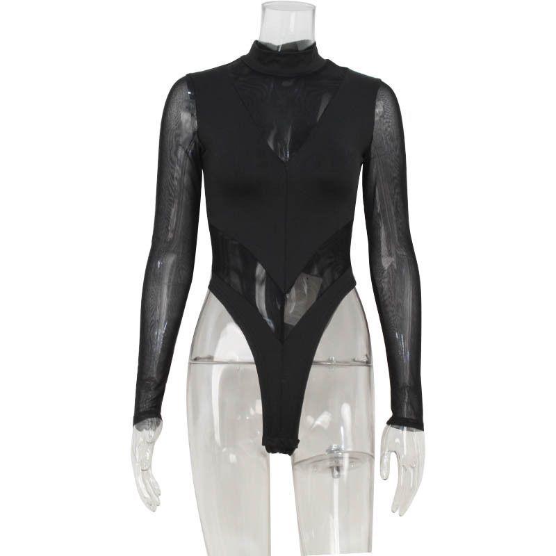 Body Transparencia Aitana Negro Manga Larga -3