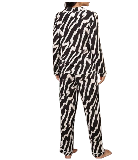 Pijama Cebra Polera Manga Larga Negro & Blanco -2