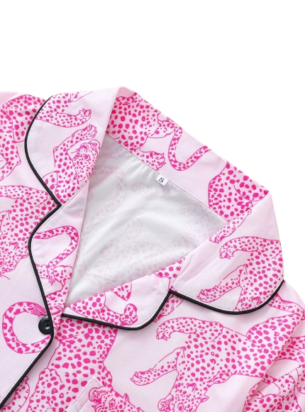 Pijama Corto Leoparda Rosa-1