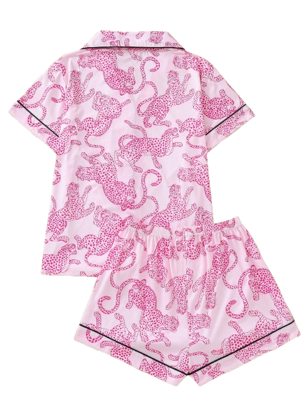 Pijama Corto Leoparda Rosa-2