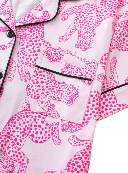 Pijama Corto Leoparda Rosa-3
