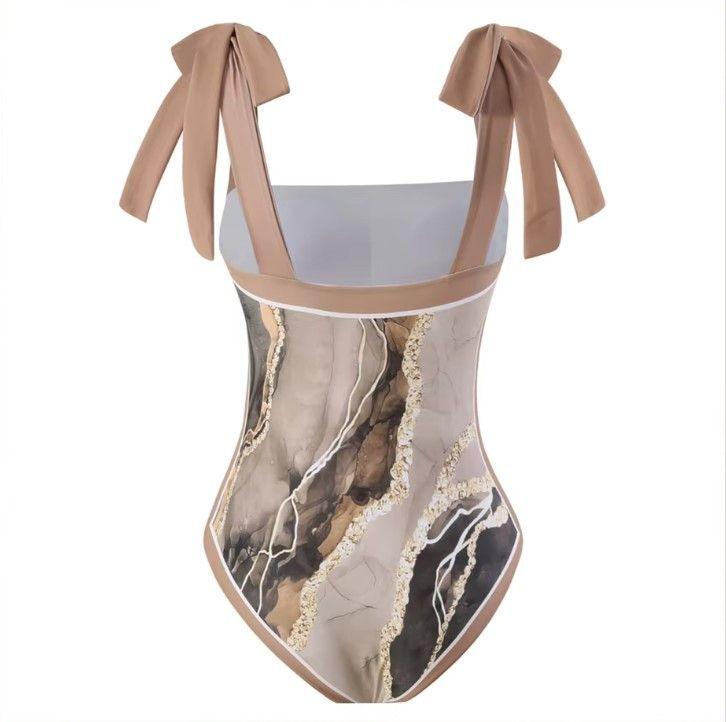 Traje De Baño Entero Mujer Marfil Marron -2