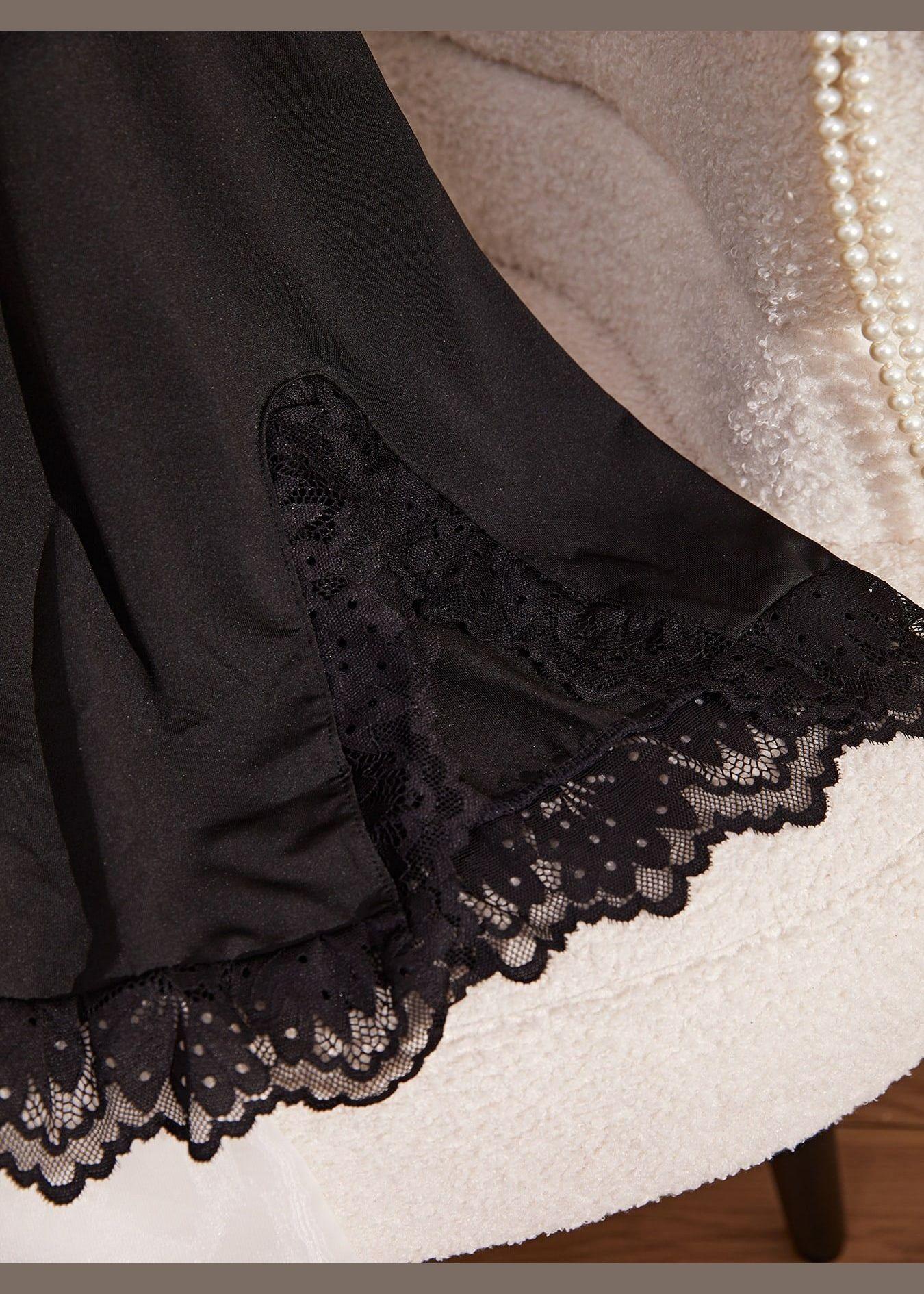 Baby Doll Mujer de Encaje Negro-2