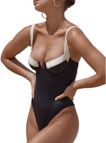 Traje de Baño Entero Ölüdeniz Negro/Blanco-1