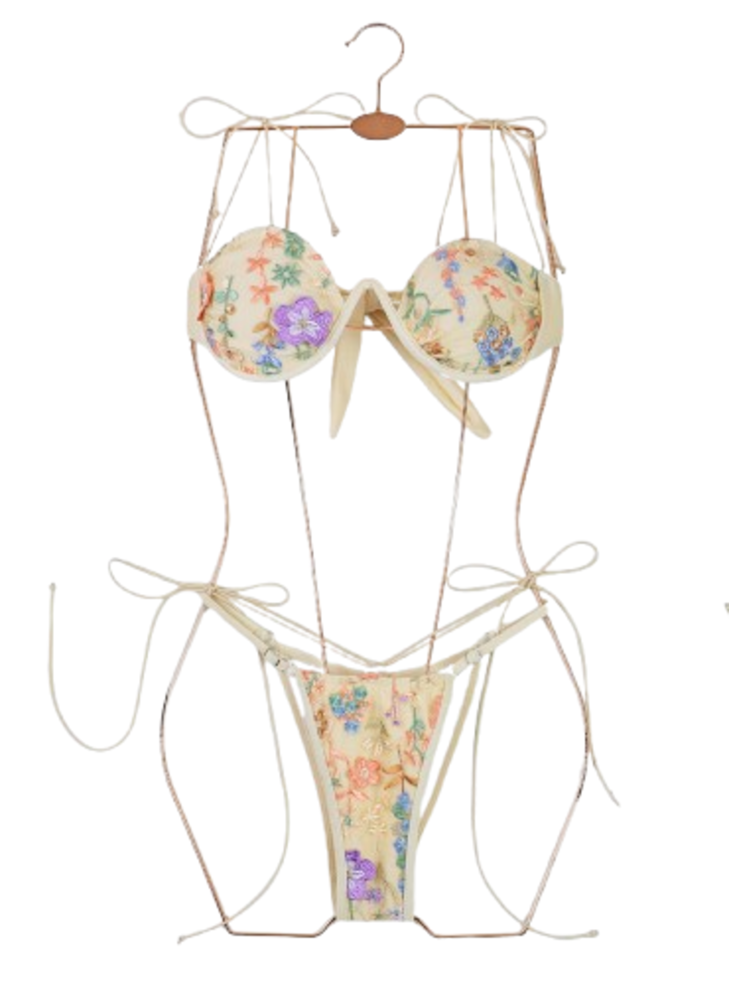 Traje de Baño de Dos Piezas Bora Bora Bordado Floral-3