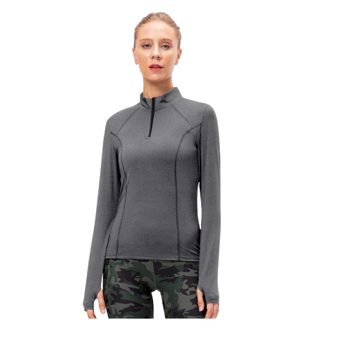 Polera para Mujer Cierro medio Gris Manga Larga-0