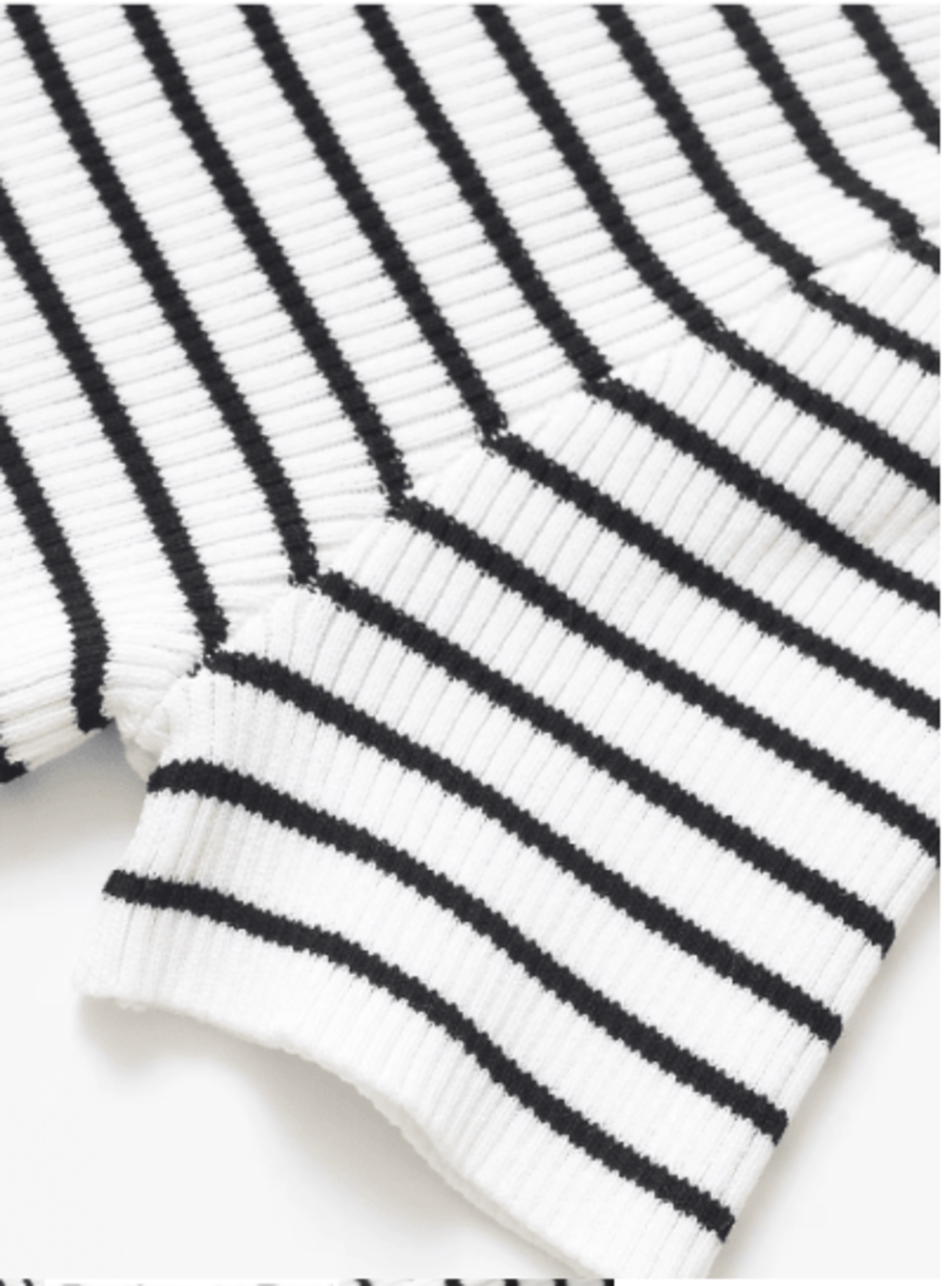 Polera Basica Algodón  Rayas Noélia  Blanca-2