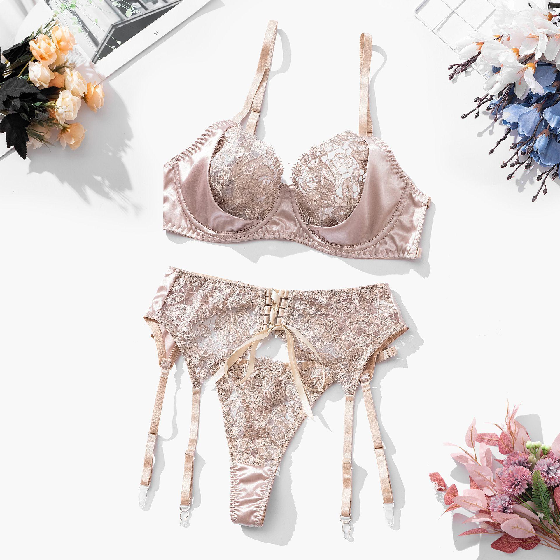 SET LENCERIA ROPA INTERIOR MUJER BEIGE ENCATTO -5