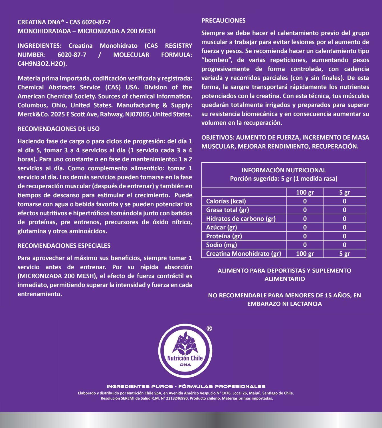 CREATINA D N A® ABSOLUTAMENTE PURA POTE 300 GR 1UN-1
