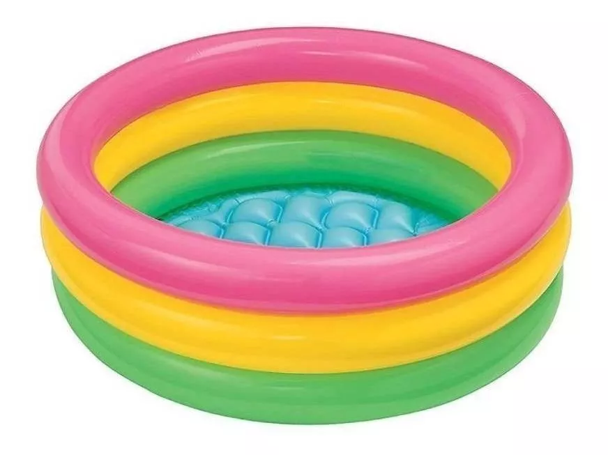 Piscina Inflable Redonda 86cm X 25cm Rosa, Amarilla Y Verde-0
