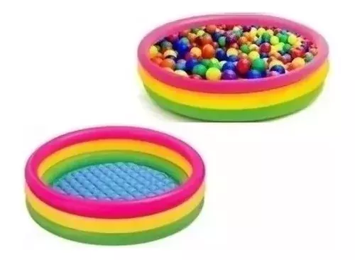 Piscina Inflable Redonda 86cm X 25cm Rosa, Amarilla Y Verde-1