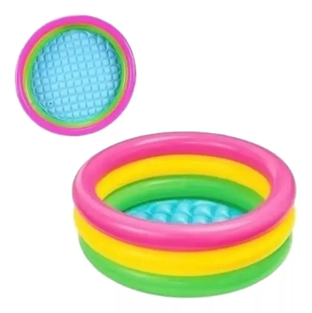 Piscina Inflable Redonda 86cm X 25cm Rosa, Amarilla Y Verde-2