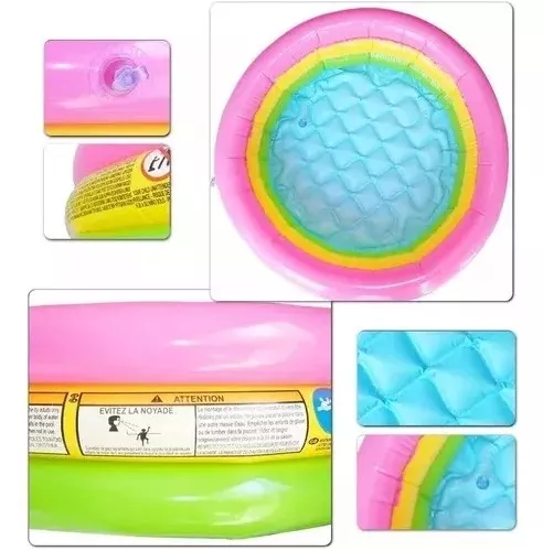 Piscina Inflable Redonda 86cm X 25cm Rosa, Amarilla Y Verde-3