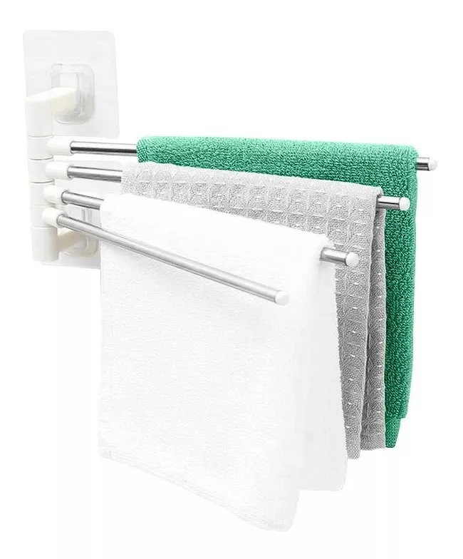 Colgador De Toalla 4 Brazos 180 Grados Baño Rack Perchero-0