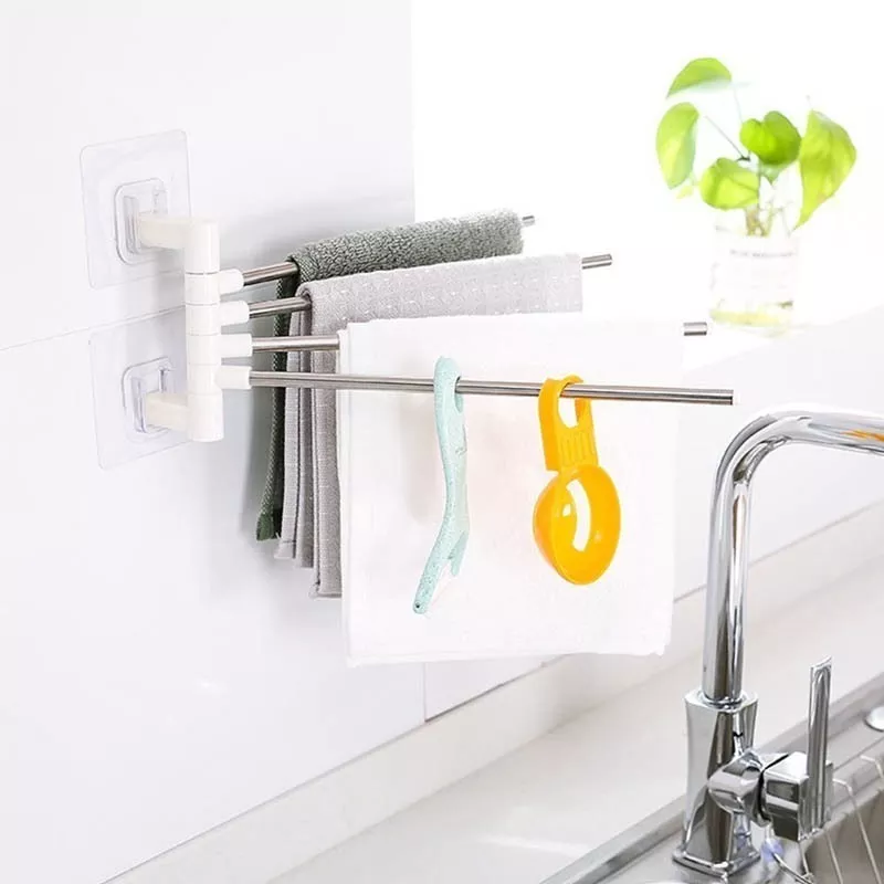 Colgador De Toalla 4 Brazos 180 Grados Baño Rack Perchero-1