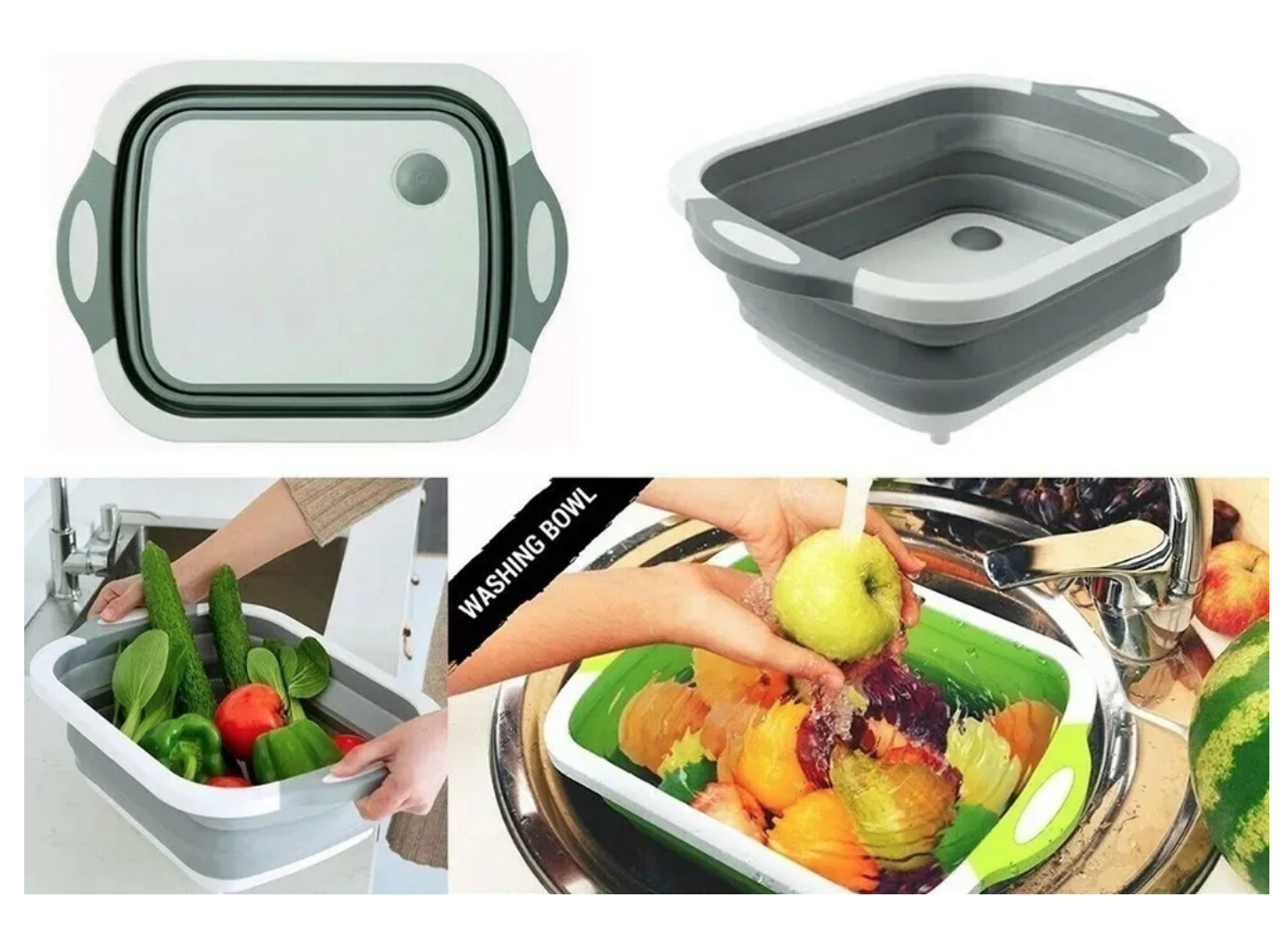  Tabla De Cortar 3 En 1 De Silicona Plegable Drenaje Cocina-1