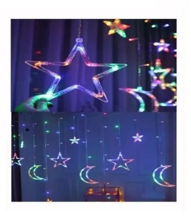 Cortina De Luces Cascada Led Guirnalda Luces Led Estrella Luna Diseño 1-1