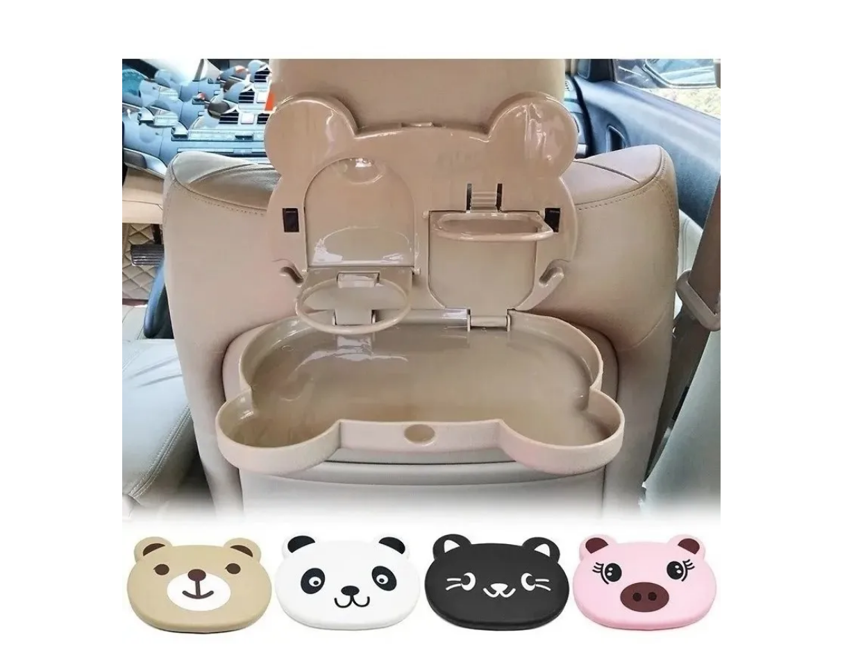 Mesa Bandeja De Comida Para Auto Con Porta Vasos Botellas Oso-1