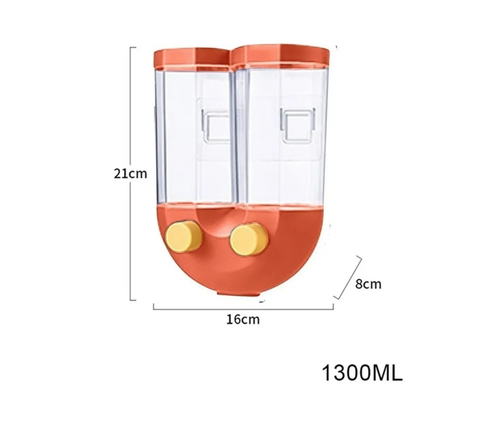 Dispensador Naranja Pared 1300 Ml Cereal Frutos Secos Cocina-1