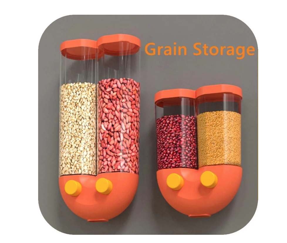 Dispensador Naranja Pared 1300 Ml Cereal Frutos Secos Cocina-2