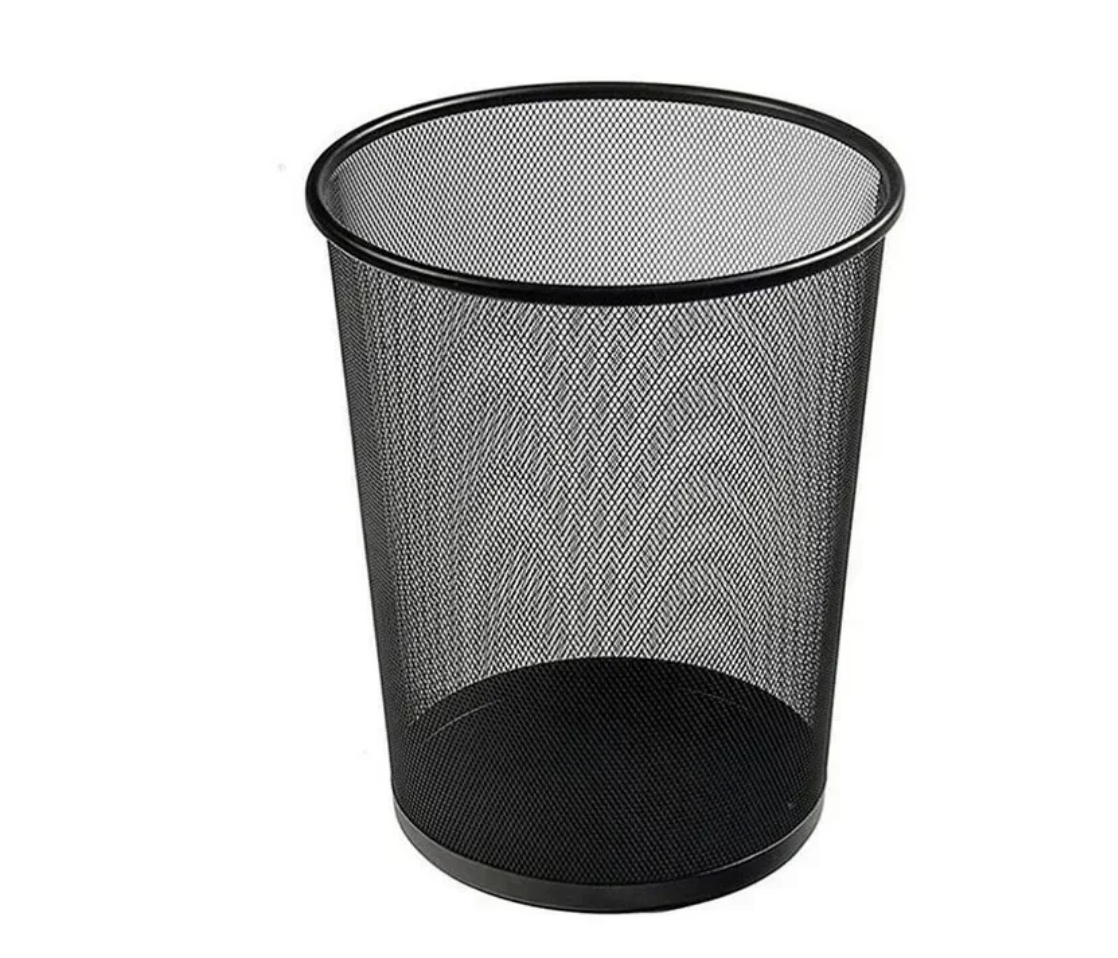 Basurero Metálico Redondo Papelera De Oficina Malla Pequeño-1