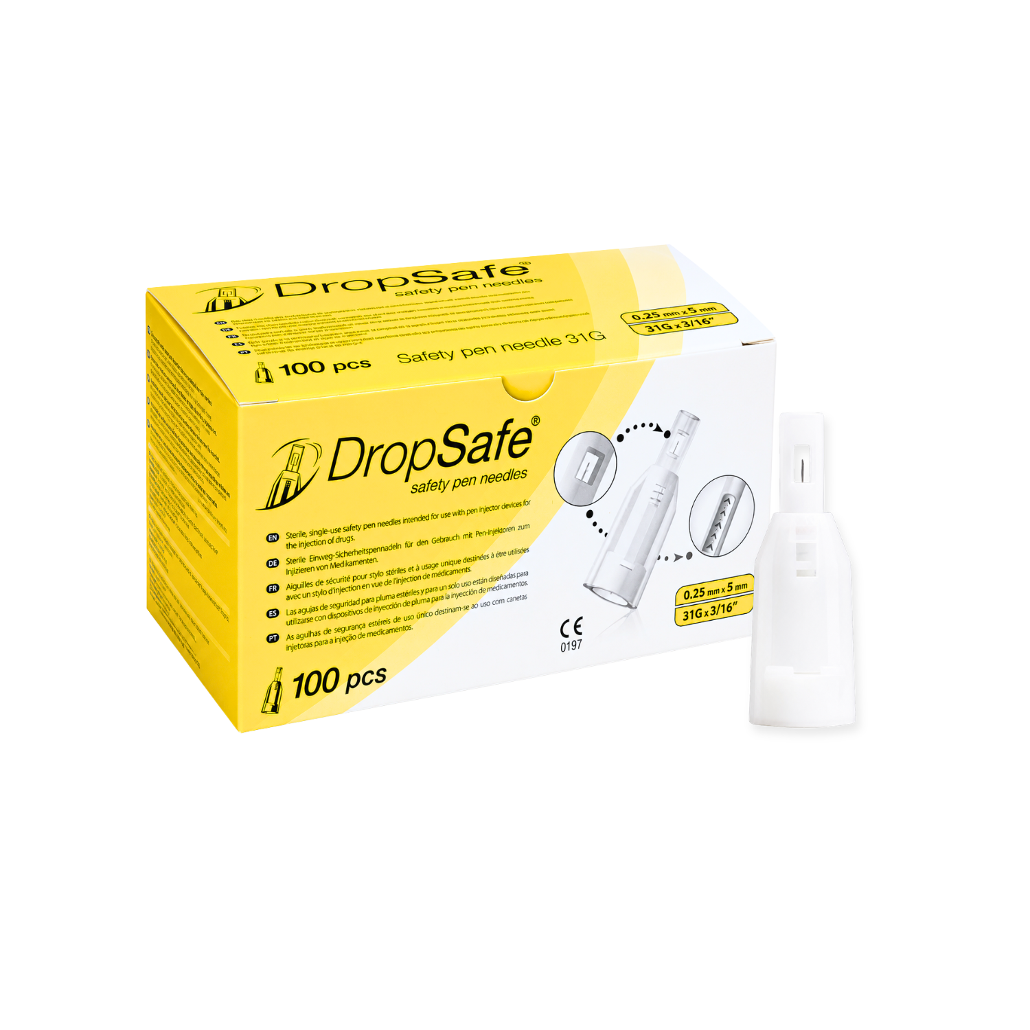 Agujas De Seguridad Dropsafe Lapiz Insulina 31g X5mm 100 Un-0