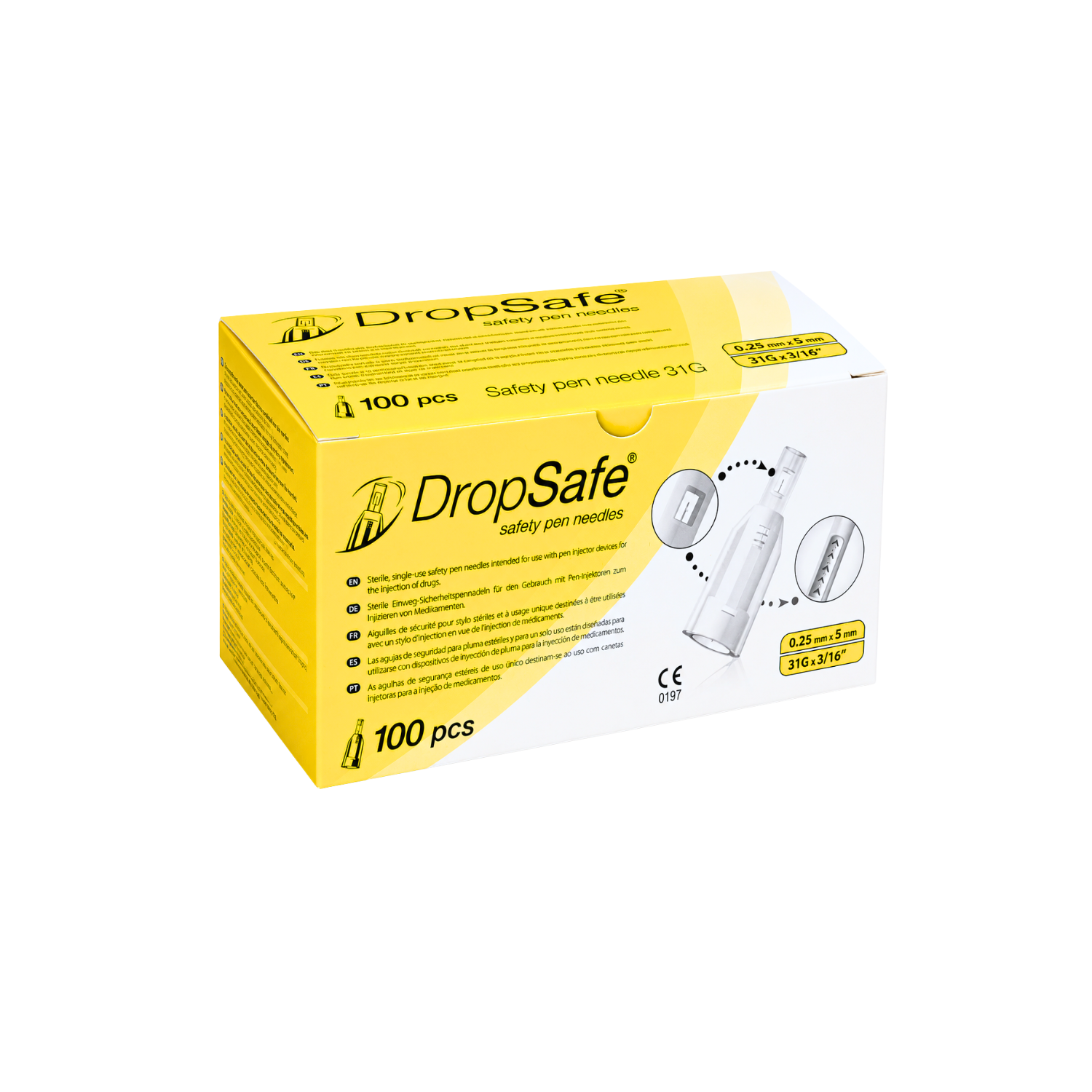 Agujas De Seguridad Dropsafe Lapiz Insulina 31g X5mm 100 Un-6