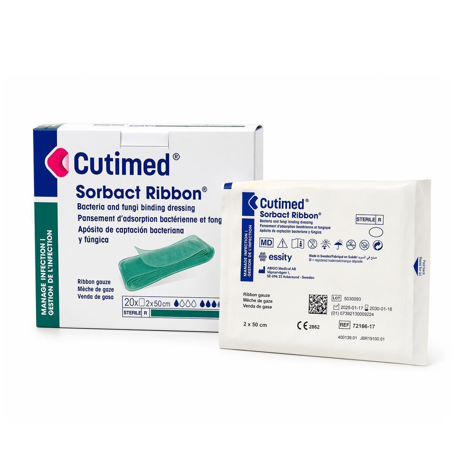 Cutimed Sorbact 2x50 cm Antimicrobiano 1 Unidad | Malla Esteril Heridas-2