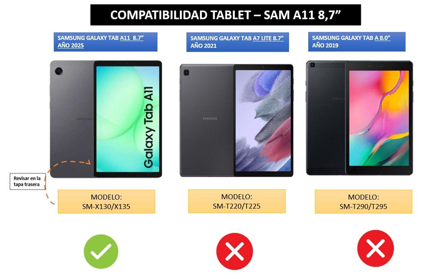 Funda/Carcasa compatible Samsung TAB A11 (8.7" pulgadas) + 2 Laminas de Vidrio-4