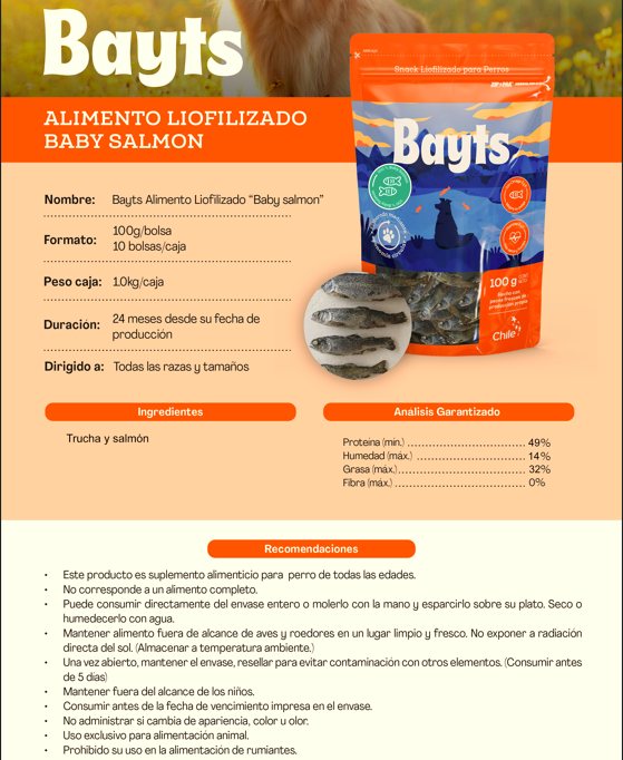 Bayts Snack Liofilizado Baby Salmón 100 gr. x 10 unidades-3