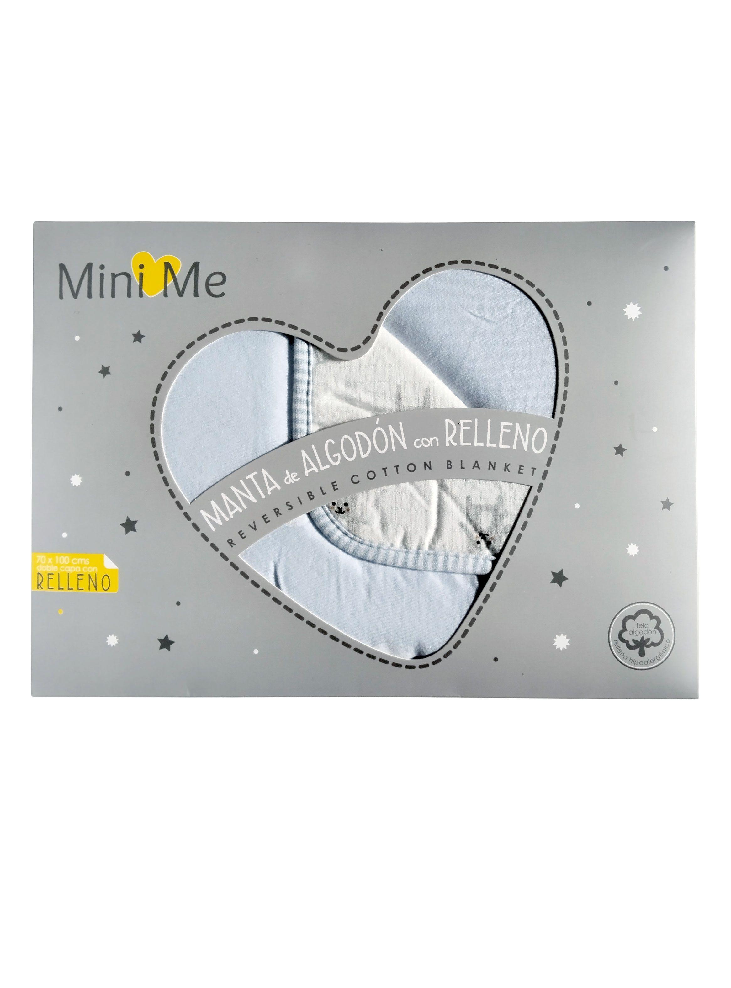 Manta de Algodón reversible con relleno para bebé 70x100 cms celeste-0