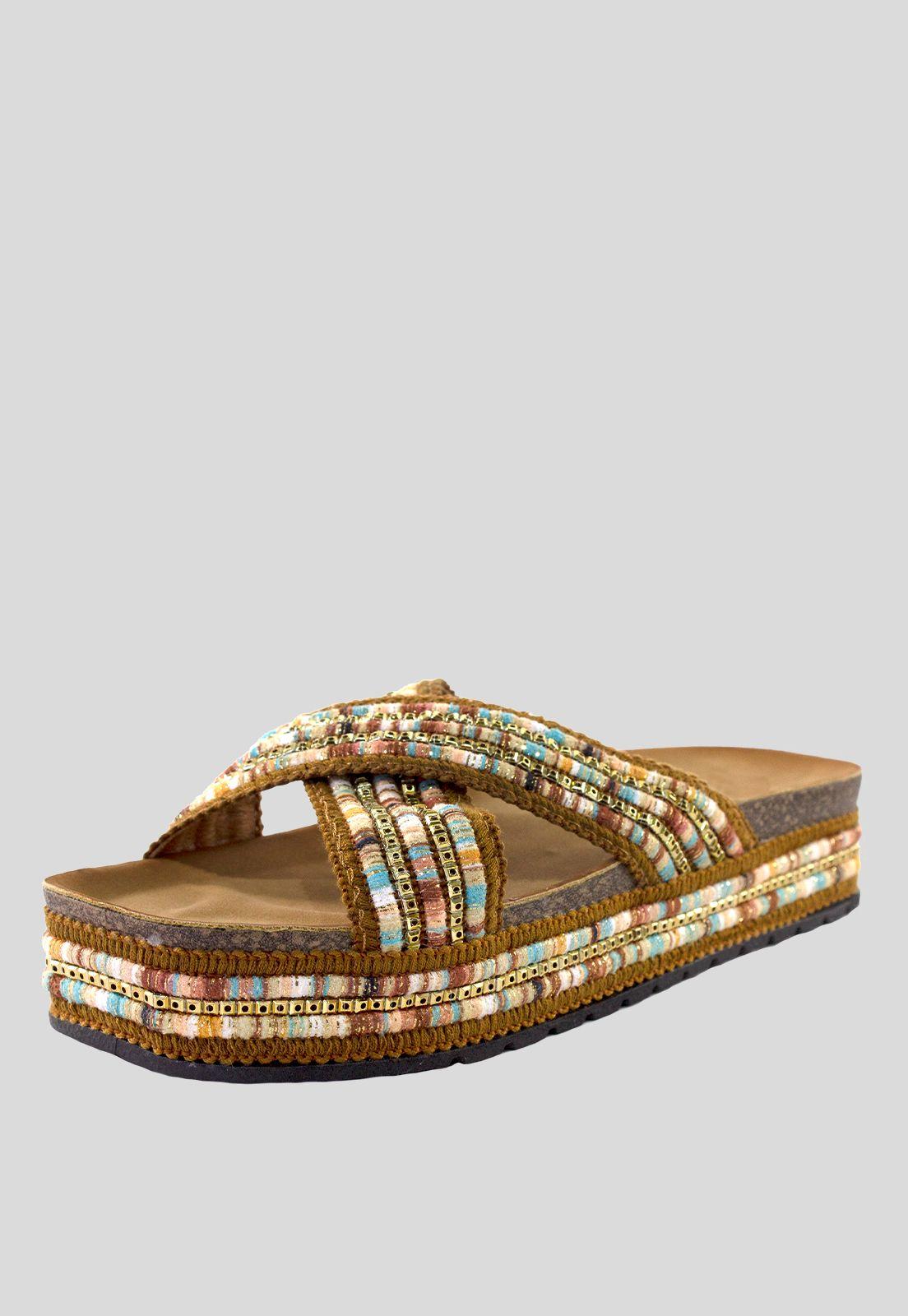 Sandalia Baja Cruzada Lurex Camel-0