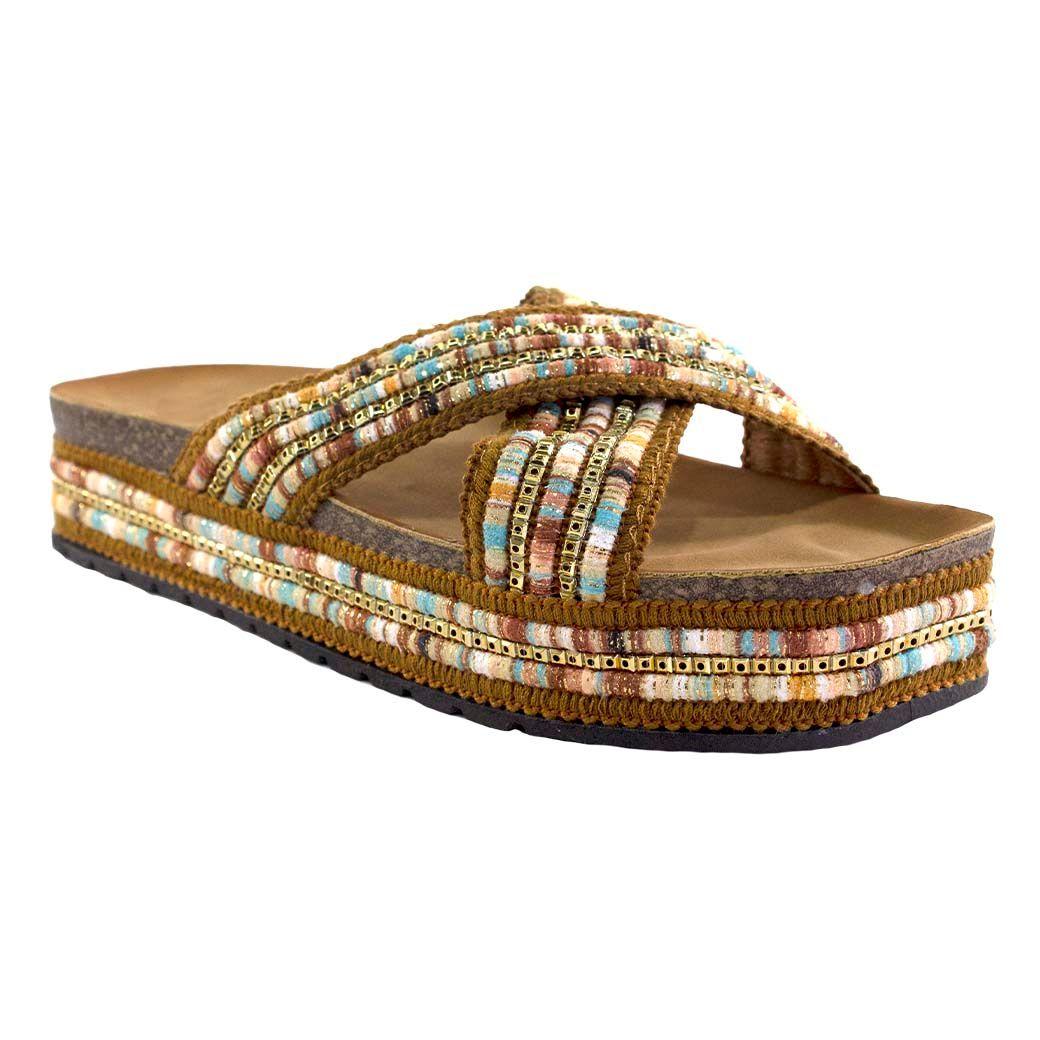 Sandalia Baja Cruzada Lurex Camel-0