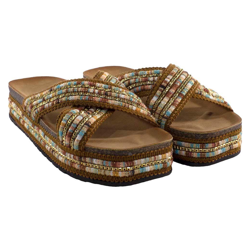 Sandalia Baja Cruzada Lurex Camel-3