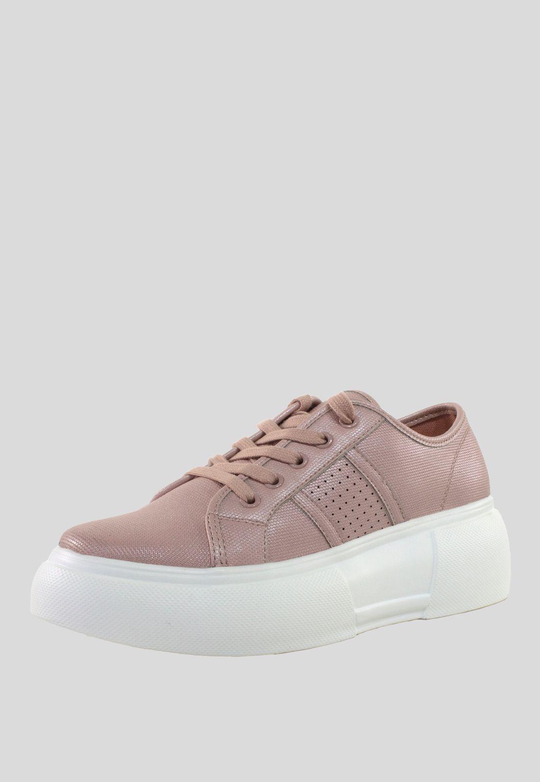 Zapatilla Alta Lisa Perforada Rosado-0
