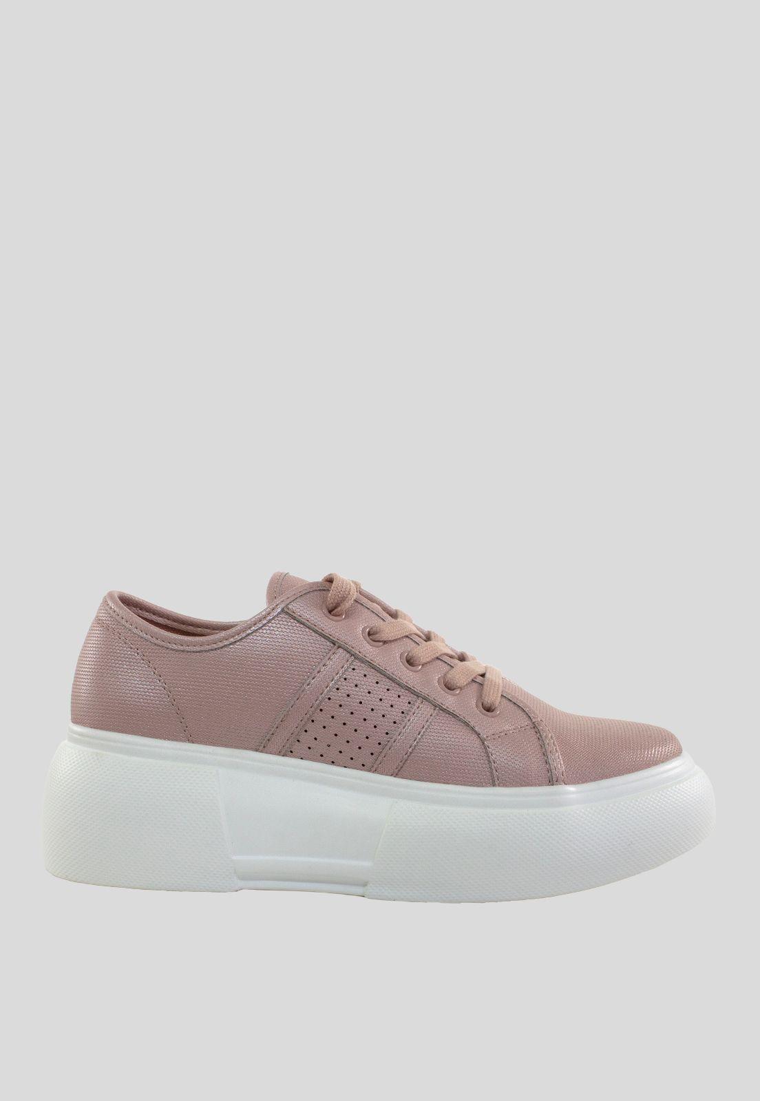 Zapatilla Alta Lisa Perforada Rosado-1