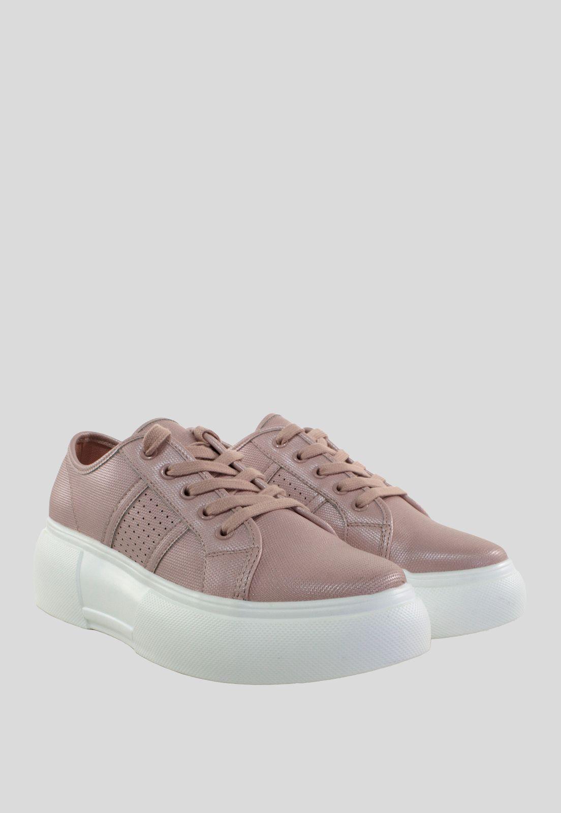 Zapatilla Alta Lisa Perforada Rosado-3