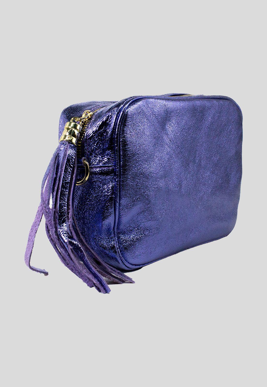 Cartera cuero rectangular brillo Lila-2