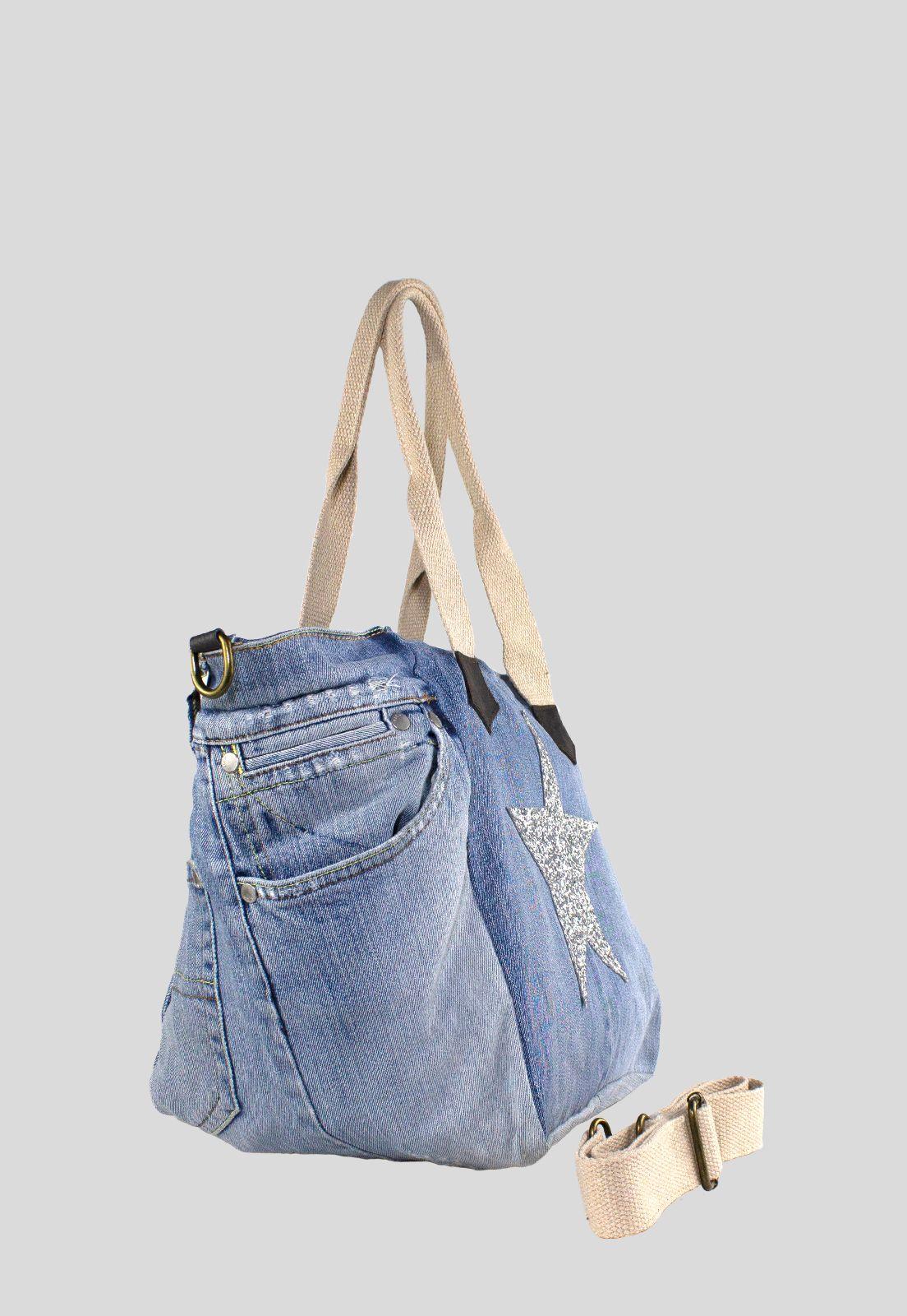 Cartera Jeans Corazon Glitter Plata-1