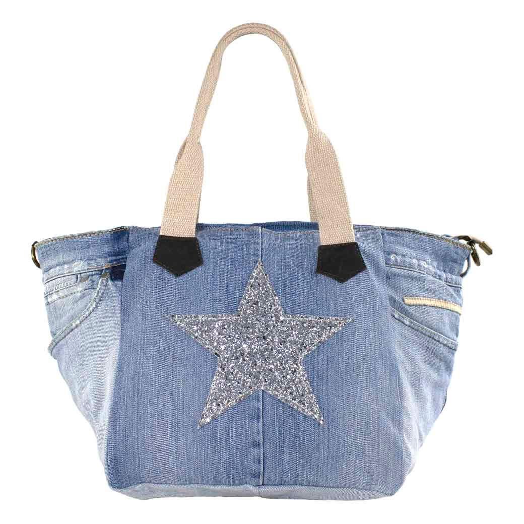 Cartera Jeans Corazon Glitter Plata-0
