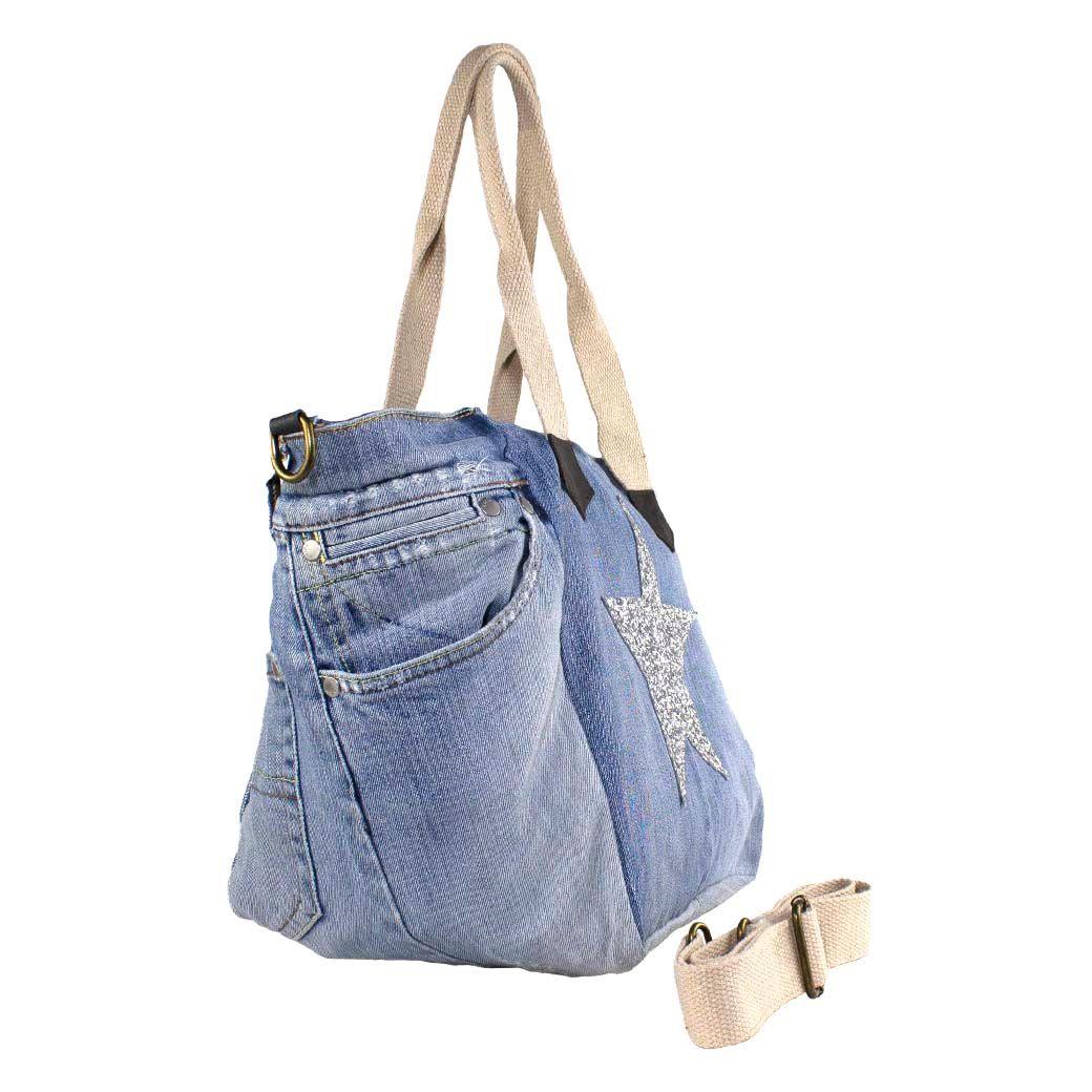 Cartera Jeans Corazon Glitter Plata-1